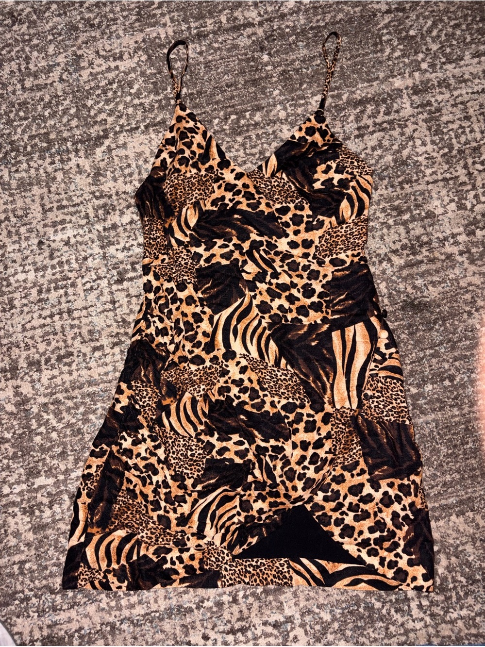 Urban Outfitters Imani Linen Cotton Tulip Mini Dress — Animal Print, Size M